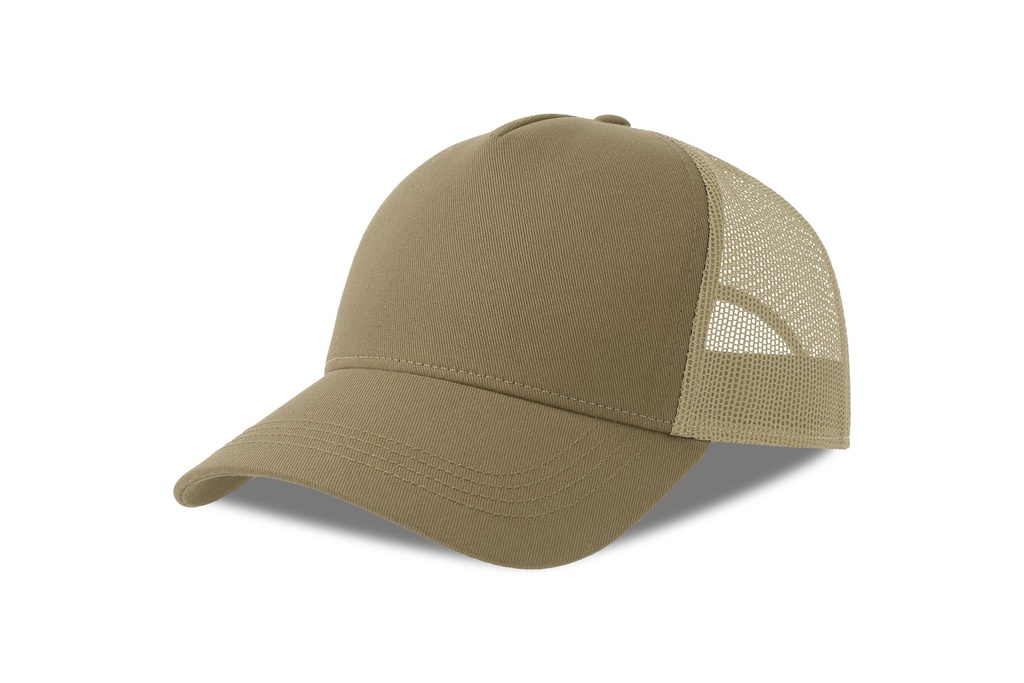 Czapka z Daszkiem Trucker Bawelna Organiczna Recykling Poliester AT535 - Khaki & Stone