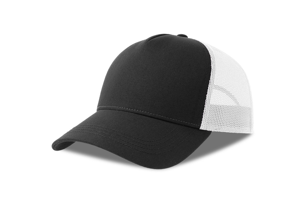 Czapka z Daszkiem Trucker Bawelna Organiczna Recykling Poliester AT535 - Black & White