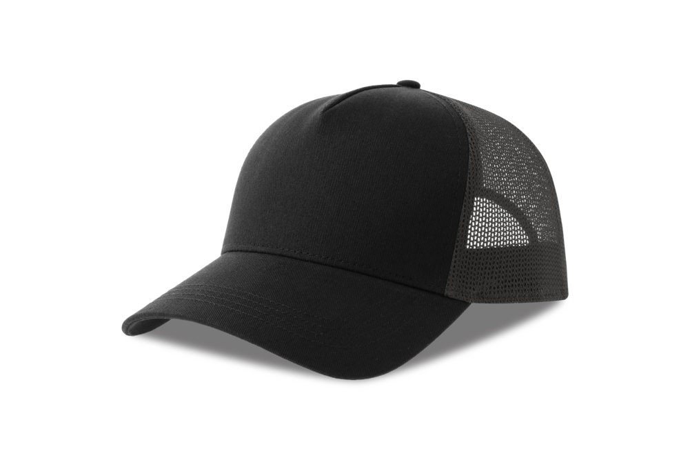 Czapka z Daszkiem Trucker Bawelna Organiczna Recykling Poliester AT535 - Black & Black