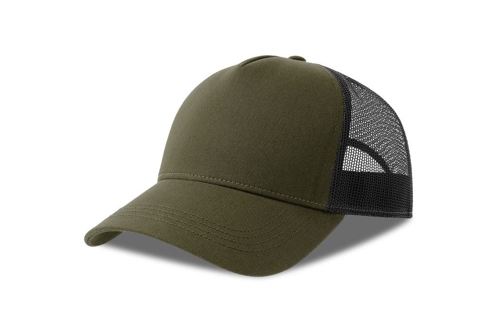 Czapka z Daszkiem Trucker Bawelna Organiczna Recykling Poliester AT535 - Olive & Black