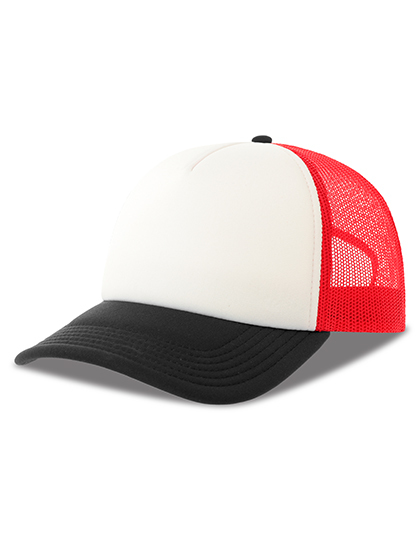 Czapka Z Daszkiem Siateczkowa Z Recyklingu AT537 - White & Red & Black