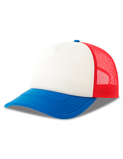 Czapka Z Daszkiem Siateczkowa Z Recyklingu AT537 - White & Red & Royal