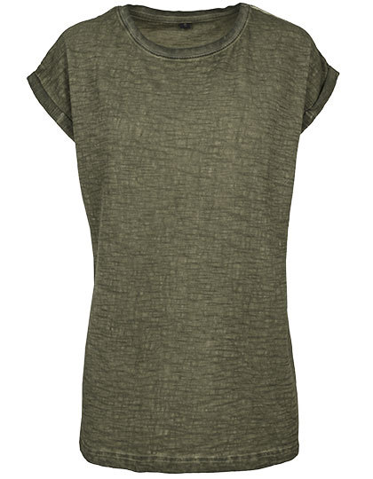 T-shirt Damski Oversize Bawelna Slub BY056 - Olive (Spray Dye)