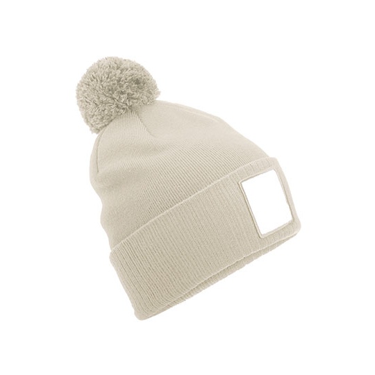 Czapka z pomponem Recykling Poliester CB338R - Oatmeal & White