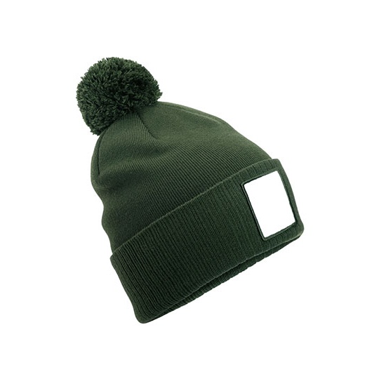Czapka z pomponem Recykling Poliester CB338R - Olive Green & White