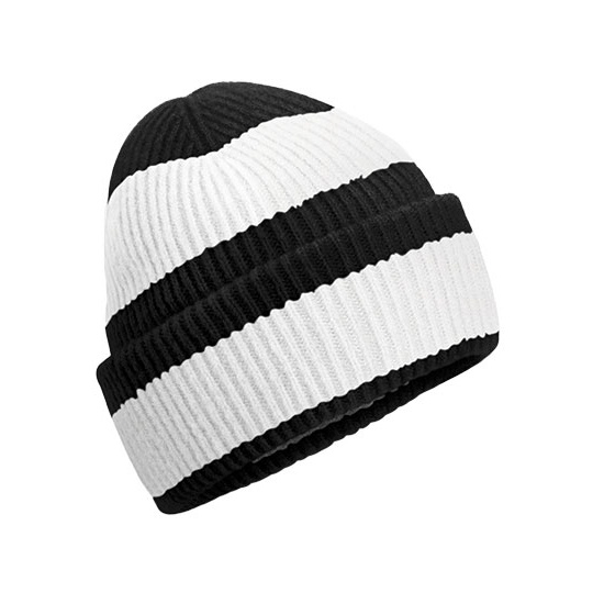Czapka beanie z wywijanym brzegiem CB391R - Black & Soft White