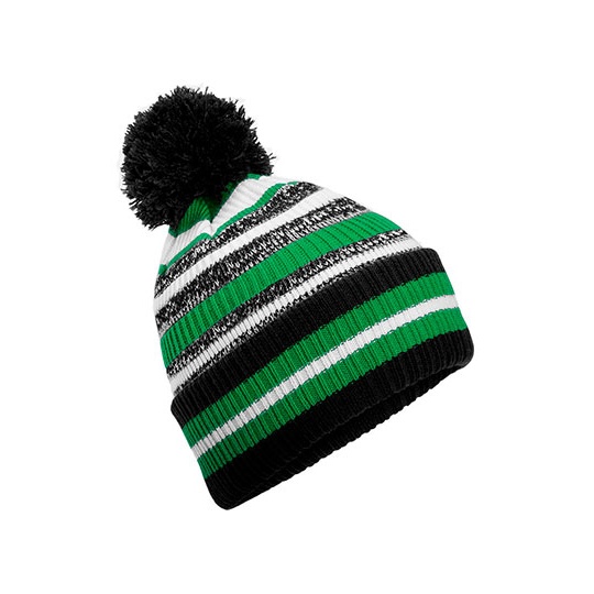 Czapka Zimowa Dzianinowa z Pomponem CB474R - Black & Kelly Green