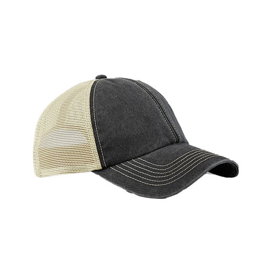 Czapka Trucker Bawełniana z Siatką CB672 - Vintage Black & Stone
