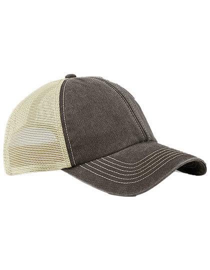 Czapka Trucker Bawełniana z Siatka CB672 - Vintage Brown & Stone