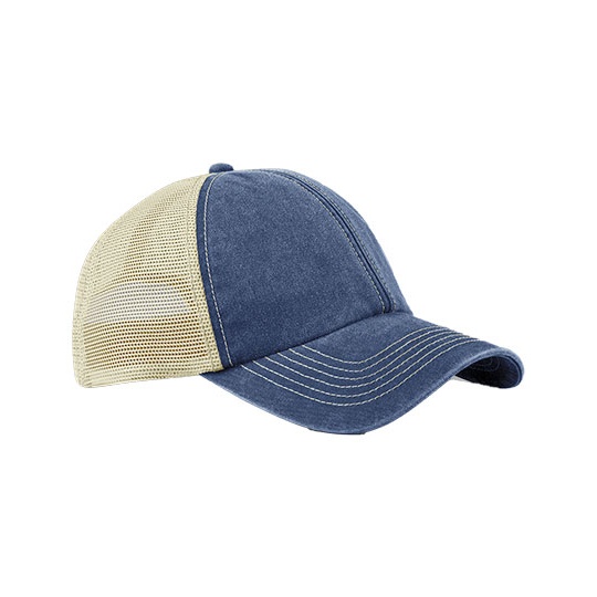 Czapka Trucker Bawełniana z Siatką CB672 - Vintage Denim & Stone