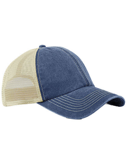 Czapka Trucker Bawełniana z Siatka CB672 - Vintage Denim & Stone