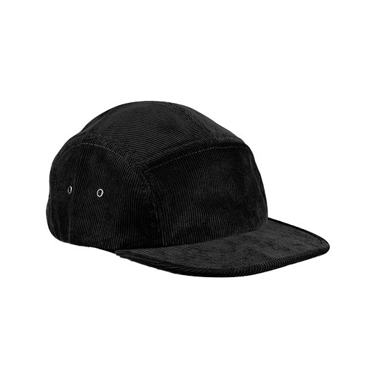 Czapka 5-panelowa Bawelna Organiczna Sztruks CB679 - Black