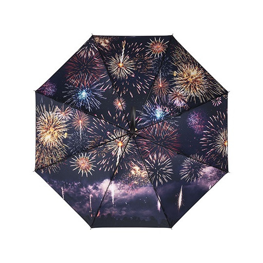 Parasol automatyczny z wiatroodpornym stelażem FA1193 - Black & Fireworks