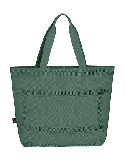 Dzianinowa torba shopper z organizerem HF18055 - Green-Gray