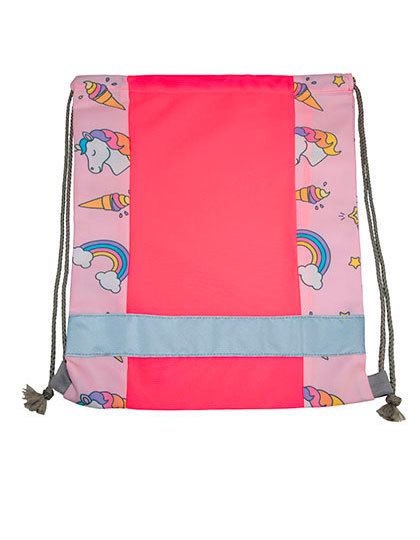 Worek gimnastyczny Dzieciecy Poliester Odblaskowy KX069 - Pink & Unicorn