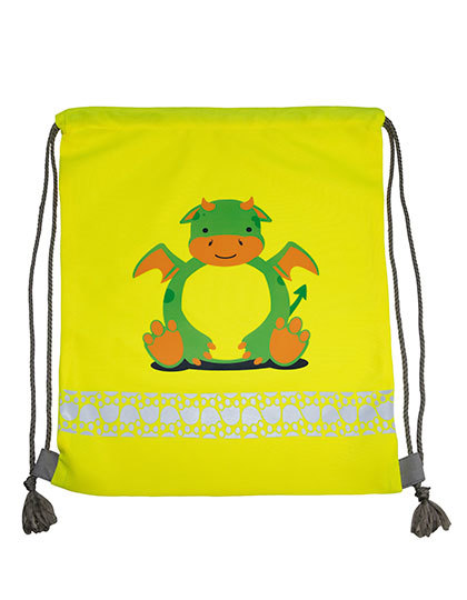 Worek Gimnastyczny Dzieciecy Poliester z Nadrukiem Odblaskowy KX175 - Dragon Yellow