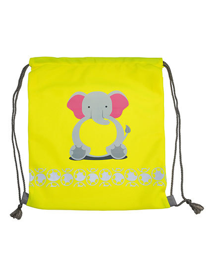 Worek Gimnastyczny Dzieciecy Poliester z Nadrukiem Odblaskowy KX175 - Elephant Yellow