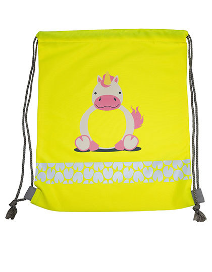 Worek Gimnastyczny Dzieciecy Poliester z Nadrukiem Odblaskowy KX175 - Unicorn Yellow