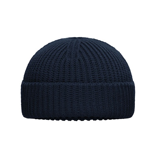 Prazkowana czapka beanie MB7408 - Navy