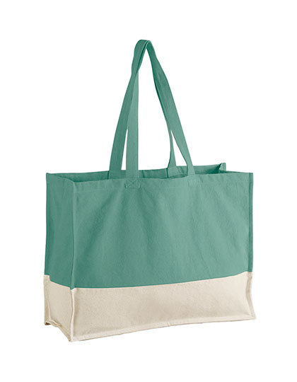 Torba Bawelniana Kontrastowy Panel WM858 - Sage Green & Natural