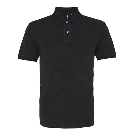 Polo Męskie Klasyczne Bawełniane Pika AQ010 - Heather Black