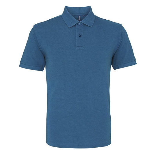 Polo Meskie Klasyczne Bawelniane Pika AQ010 - Teal Heather