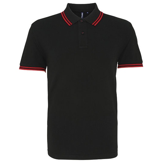 Koszulka Polo Meska Klasyczna Bawelniana Czesana AQ011 - Black & Red