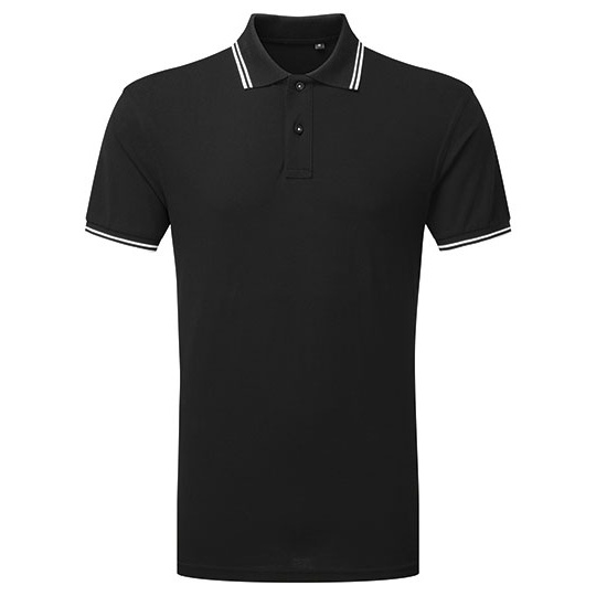 Koszulka Polo Męska Klasyczna Bawełniana Czesana AQ011 - Black & White