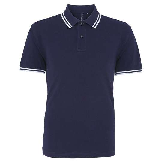 Koszulka Polo Meska Klasyczna Bawelniana Czesana AQ011 - Navy & White