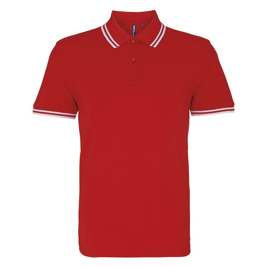 Koszulka Polo Meska Klasyczna Bawelniana Czesana AQ011 - Red & White