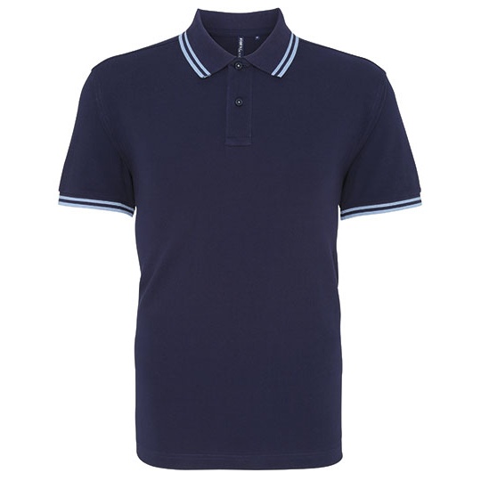Koszulka Polo Meska Klasyczna Bawelniana Czesana AQ011 - Navy & Cornflower