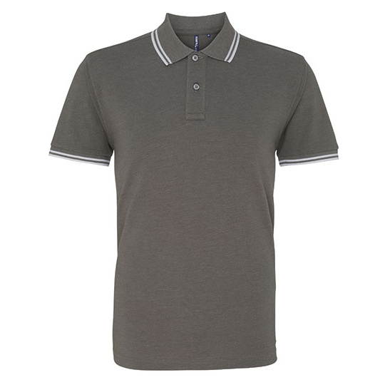 Koszulka Polo Meska Klasyczna Bawelniana Czesana AQ011 - Charcoal & White