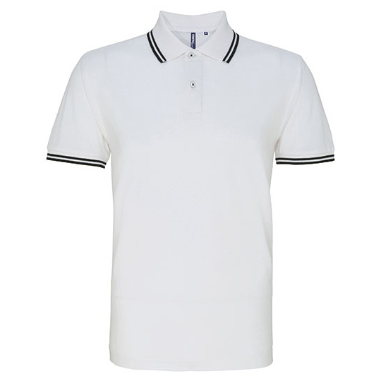 Koszulka Polo Meska Klasyczna Bawelniana Czesana AQ011 - White & Black