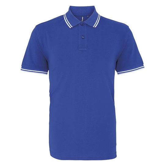 Koszulka Polo Meska Klasyczna Bawelniana Czesana AQ011 - Royal & White