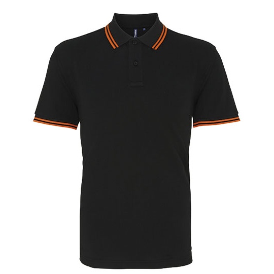 Koszulka Polo Meska Klasyczna Bawelniana Czesana AQ011 - Black & Orange