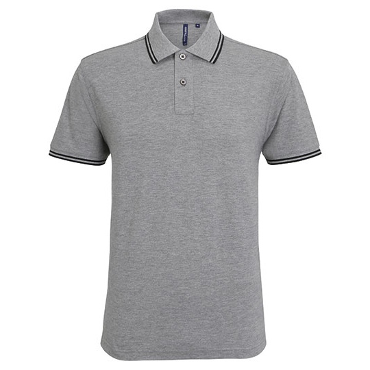 Koszulka Polo Meska Klasyczna Bawelniana Czesana AQ011 - Heather Grey & Black