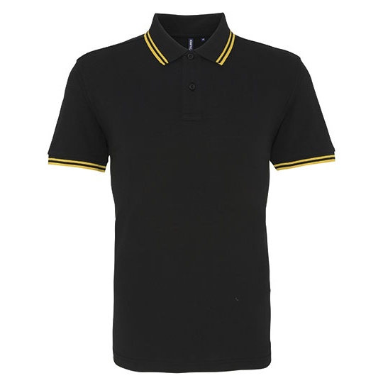 Koszulka Polo Meska Klasyczna Bawelniana Czesana AQ011 - Black & Yellow