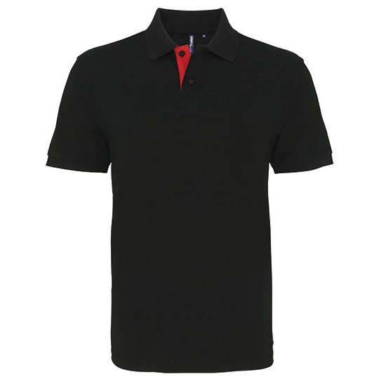 Koszulka Polo Męska Klasyczna Bawełniana AQ012 - Black & Red