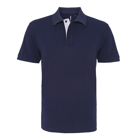 Koszulka Polo Męska Klasyczna Bawełniana AQ012 - Navy & White