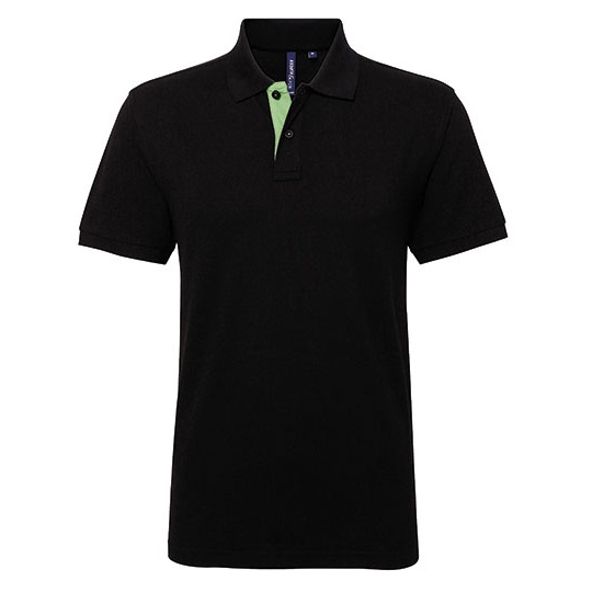 Koszulka Polo Męska Klasyczna Bawełniana AQ012 - Black & Lime