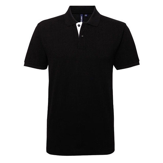 Koszulka Polo Meska Klasyczna Bawelniana AQ012 - Black & White