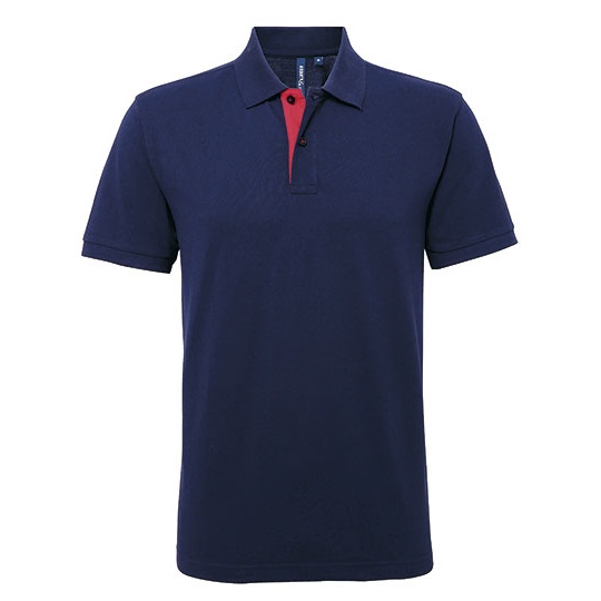 Męska koszulka polo klasyczna AQ012 - Navy & Red