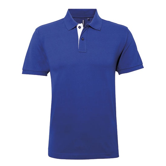 Koszulka Polo Meska Klasyczna Bawelniana AQ012 - Royal & White