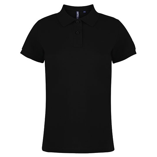 Polo Damskie Dopasowane Bawelniane AQ020 - Black