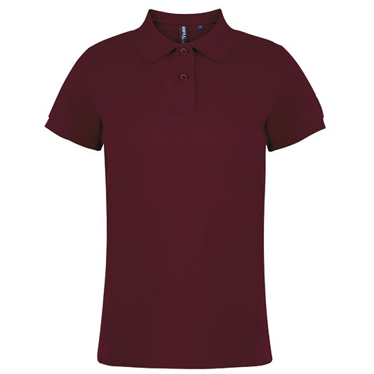 Polo Damskie Dopasowane Bawelniane AQ020 - Burgundy