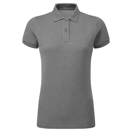 Polo Damskie Dopasowane Bawełniane AQ020 - Charcoal