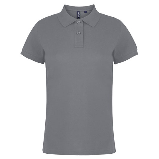 Polo Damskie Dopasowane Bawelniane AQ020 - Heather Grey