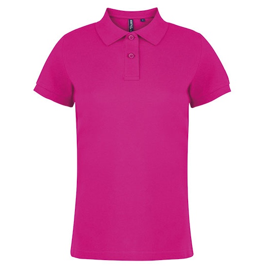 Polo Damskie Dopasowane Bawełniane AQ020 - Hot Pink