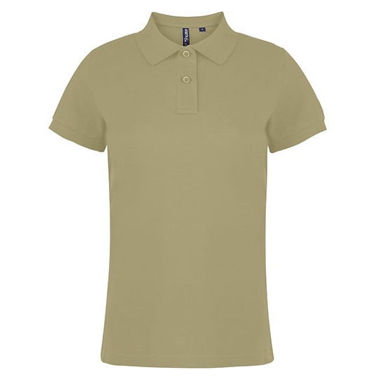 Polo Damskie Dopasowane Bawelniane AQ020 - Khaki