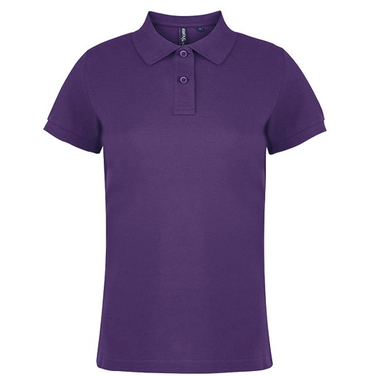 Polo Damskie Dopasowane Bawełniane AQ020 - Purple